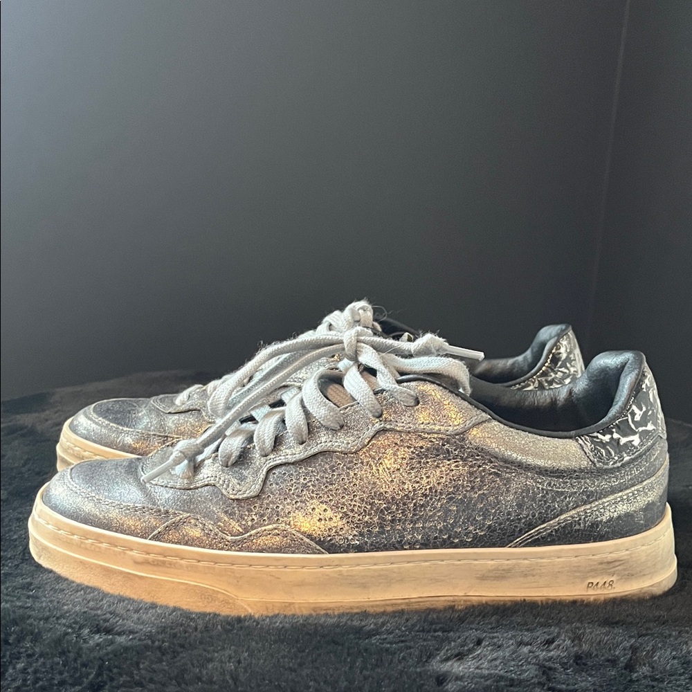 P448 Metallic Sneakers with Lace-Up Design